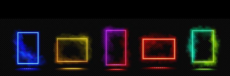 Colorful neon light rectangles set Royalty Free Vector Image