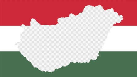 hungary national flag with transparent map empty vector