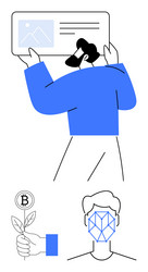 man presenting data visualization with bitcoin vector image