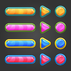 set of game interface button vector image