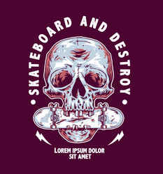 Bitten Skull Skate Art Vector Image