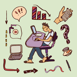 geek at a computer desk programmer frustrated vector image