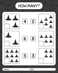 how many counting game with witchs hat worksheet vector image