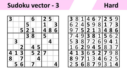 sudoku game with answers simple design set vector image