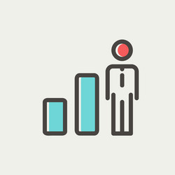 Businessman and graph thin line icon vector