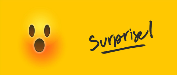 surprise 3d yellow emoji banner text quote concept vector