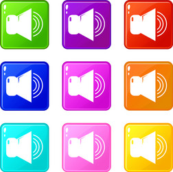 Volume up icons set 9 color collection vector