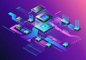 Digital CPU Microchip Circuit Board vector image