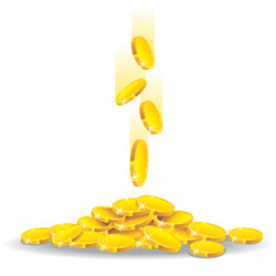Golden coins rain Royalty Free Vector Image - VectorStock