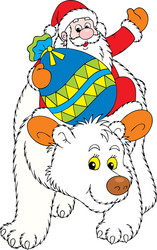 Santa Claus and Polar Bear Christmas Vector Image