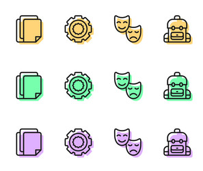 set line comedy and tragedy masks file document vector image