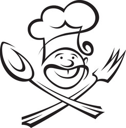 Chef hold wooden spoon Royalty Free Vector Image