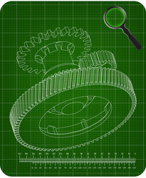 3d model of gears on a green vector