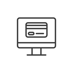 credit card on computer icon in line design vector image