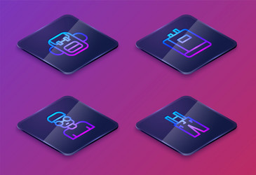 set isometric line school backpack nerd geek vector image
