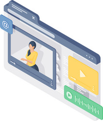 website page with video and audio files vector image