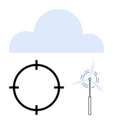 cloud with target and wind turbine elements vector image
