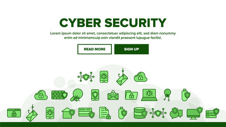 Cyber security thin line icons set vector