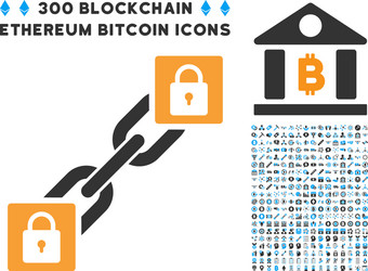 lock blockchain flat icon with set vector image