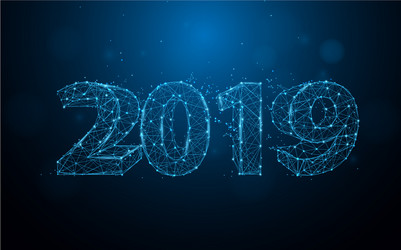 new years 2019 form lines triangles and particle vector image