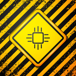 black computer processor with microcircuits cpu vector image