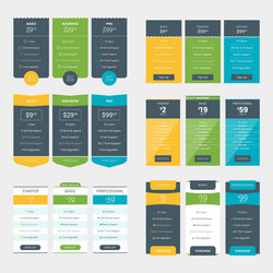 set of pricing table design templates for websites vector image