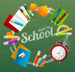 Art school concept banner card with realistic 3d Vector Image