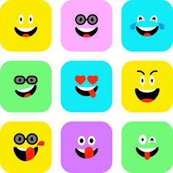happy emojis icons set emoticons to world smile Vector Image