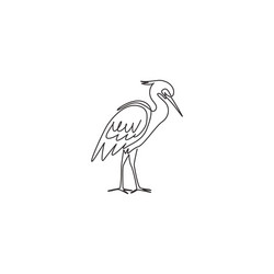 One continuous line drawing of cute flying heron Vector Image