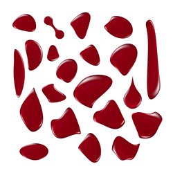 Blood blots realistic set Royalty Free Vector Image