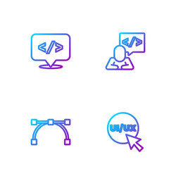 set line ui or ux design bezier curve front end vector image