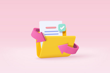 3d file transfer of document in folder vector image