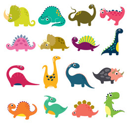 Cute Cartoon Dinosaur Set Vector Image