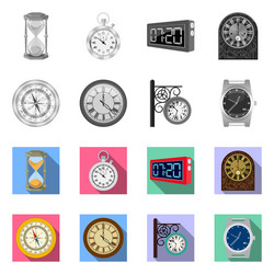 isolated object clock and time sign set vector image