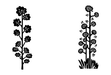 linocut tree design elements in scandi vector image