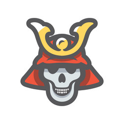 skull samurai helmet icon cartoon vector