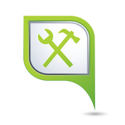tools icon on green map pointer vector image