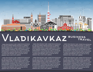 vladikavkaz russia city skyline with color Vector Image