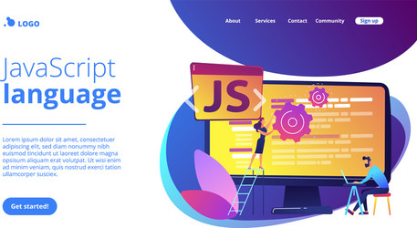 javascript concept landing page vector image