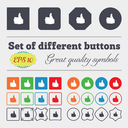 Like thumb up icon sign big set of colorful vector