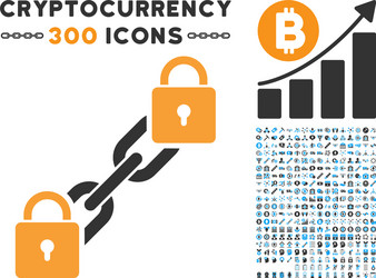 lock blockchain flat icon with set vector image