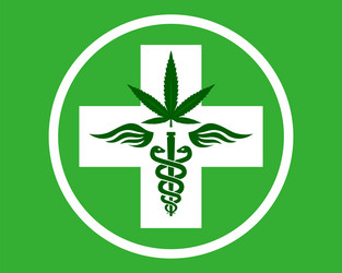 medical marijuana symbol rod with snakes vector