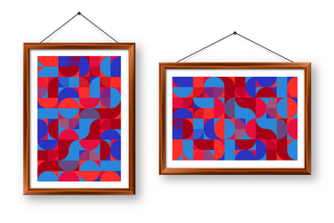 picture frame with geometric trendy pattern vector