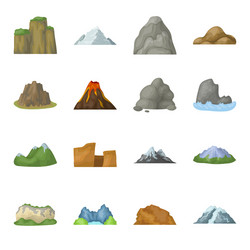 Rock peak volcano and other kinds of mountains vector