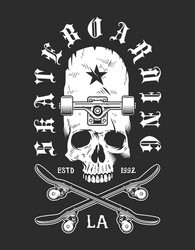 vintage skateboarding monochrome emblem Vector Image