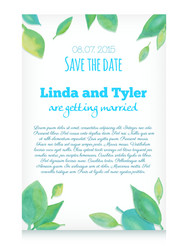 Watercolor Green Save the Date Invitation Vector Image