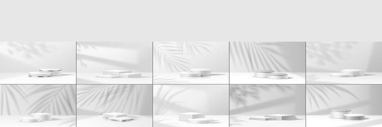 product podiums and leaves shadows set vector image