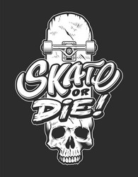 Retro Skate Skull Logo Vector Image