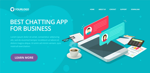 chat text messaging app website template design vector image