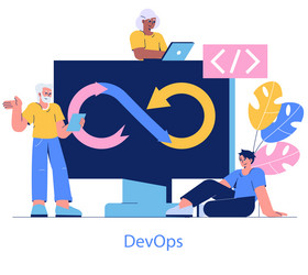 development process automation flat vector image